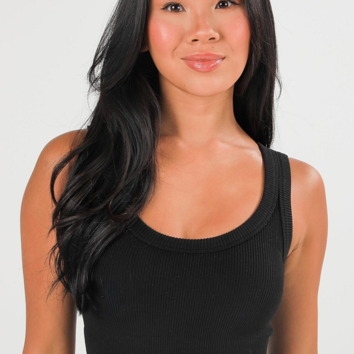 Black Seamless Ribbed Cropped Tank