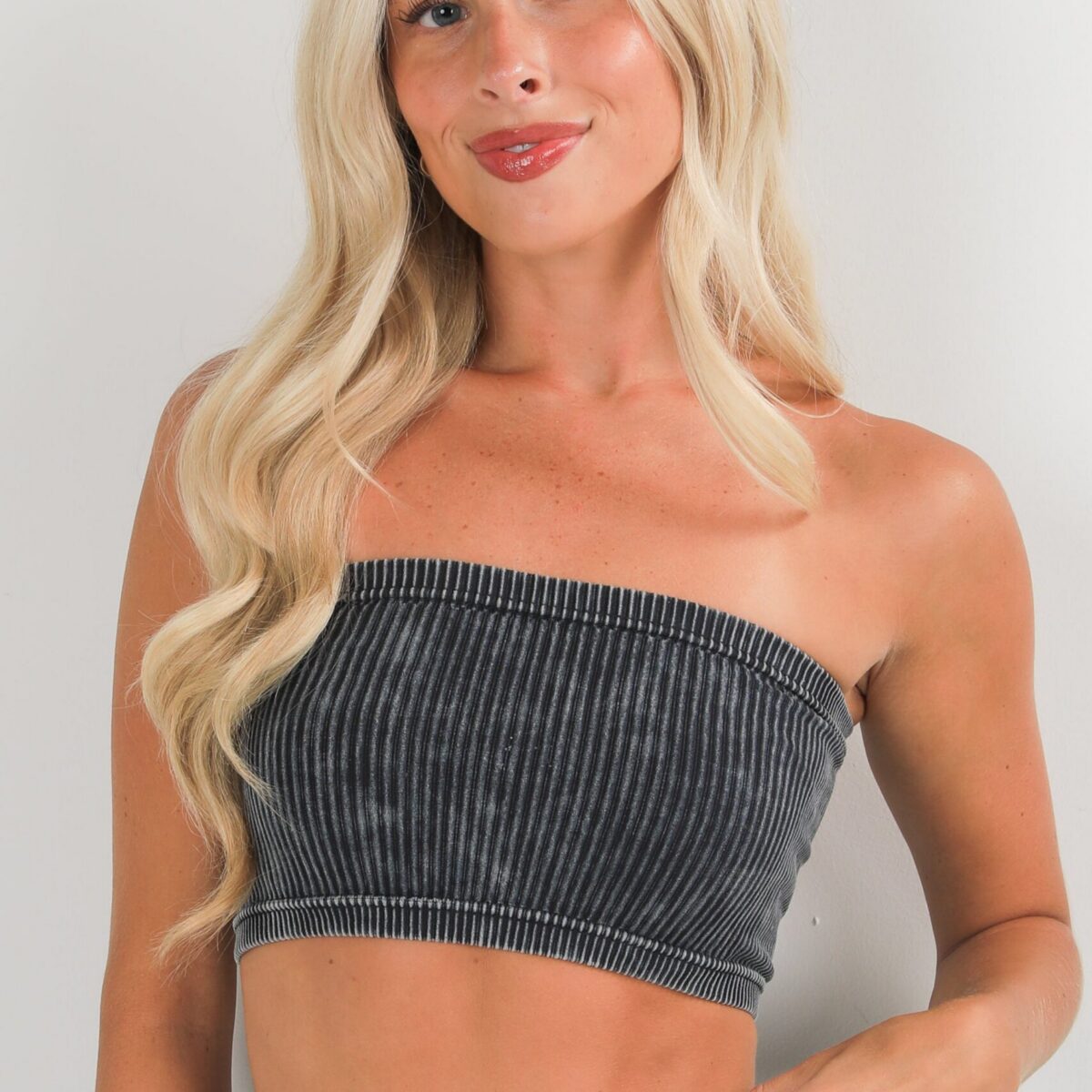 Charcoal Seamless Ribbed Bandeau