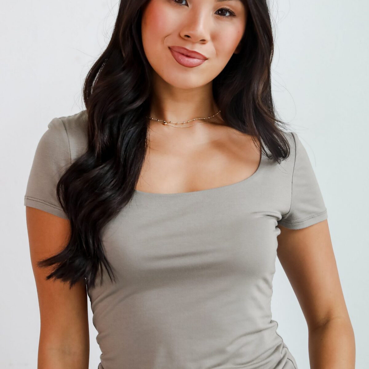 Light Olive Everyday Neck Square Top Tee