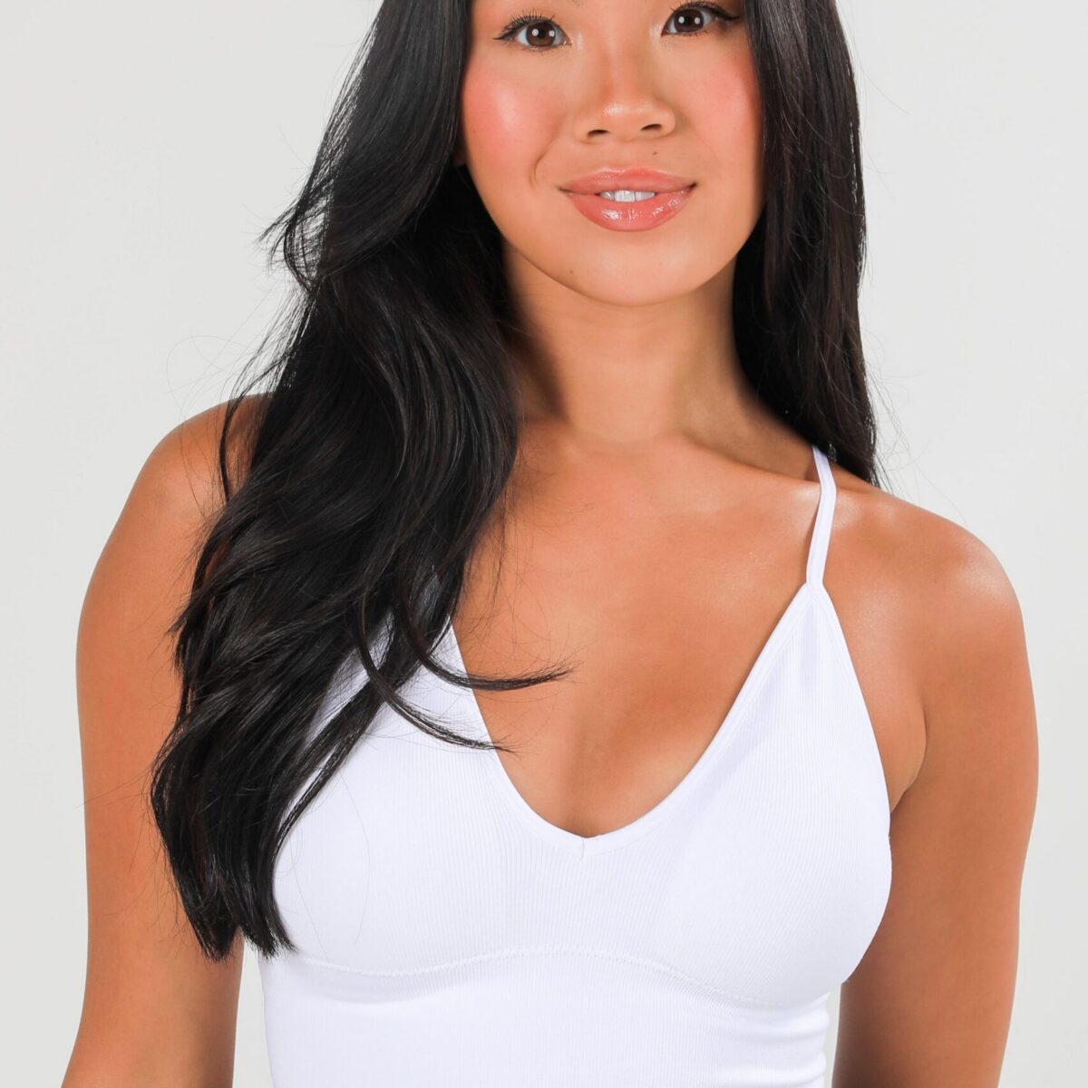 White Seamless Ribbed Padded Bralette
